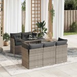 vidaXL Set mobilier grădină cu perne, 6 piese, gri, poliratan