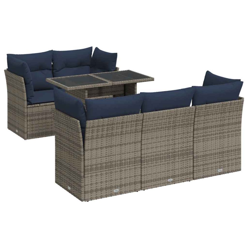 vidaXL Set mobilier grădină cu perne 6 piese gri poliratan/lemn acacia