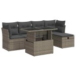 vidaXL Set mobilier grădină cu perne, 6 piese, gri, poliratan