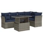 vidaXL Set mobilier grădină cu perne 6 piese gri poliratan/lemn acacia