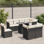 vidaXL Set mobilier de grădină cu perne, 9 piese, negru, poliratan vidaXL Set mobilier de grădină cu perne, 9 piese, negru, poliratan