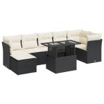 vidaXL Set mobilier de grădină cu perne, 8 piese, negru, poliratan