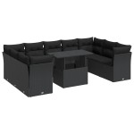 vidaXL Set canapele de grădină cu perne, 10 piese, negru, poliratan vidaXL Set canapele de grădină cu perne, 10 piese, negru, poliratan