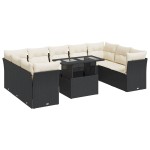 vidaXL Set canapele de grădină cu perne, 10 piese, negru, poliratan