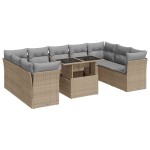 vidaXL Set canapele de grădină cu perne, 10 piese, bej, poliratan