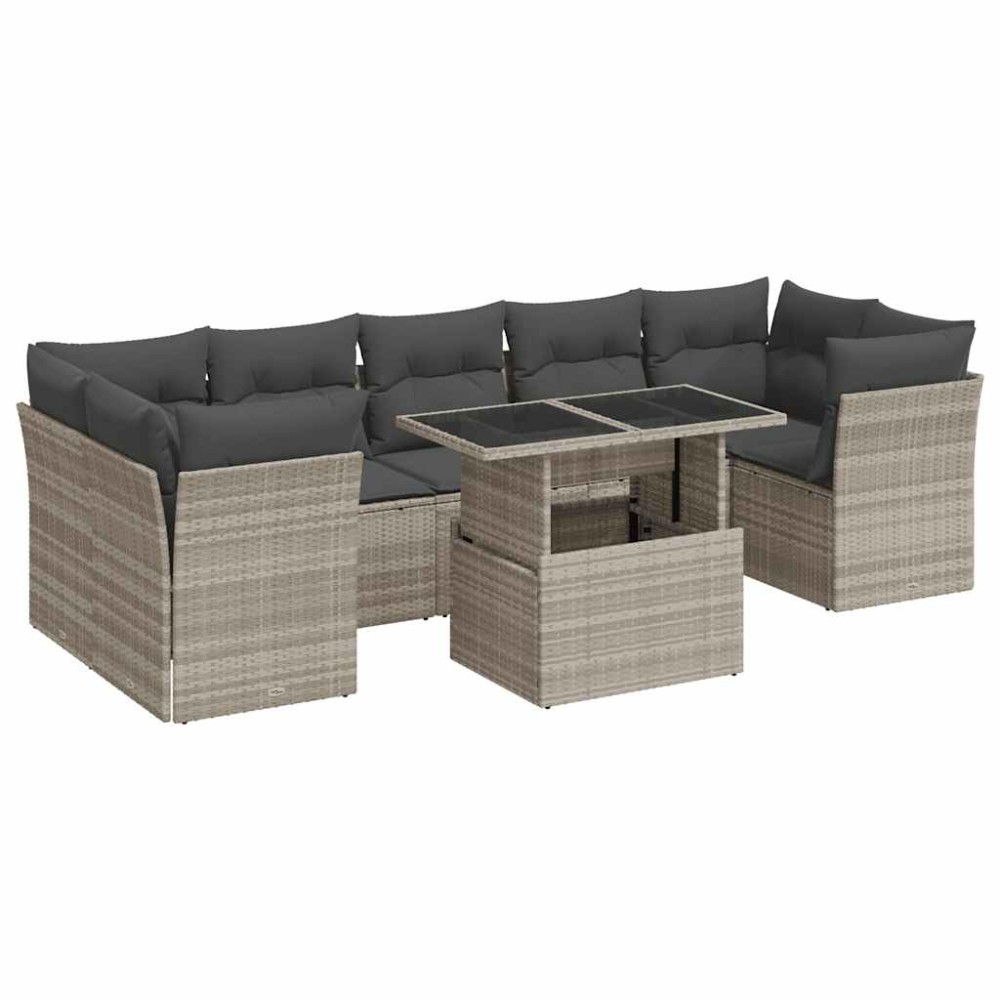 vidaXL Set canapele de grădină cu perne 10 piese gri deschis poliratan