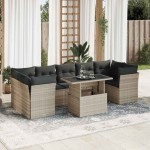 vidaXL Set canapele de grădină cu perne 10 piese gri deschis poliratan vidaXL Set canapele de grădină cu perne 10 piese gri deschis poliratan