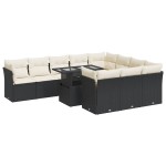 vidaXL Set canapele de grădină cu perne, 11 piese, negru, poliratan vidaXL Set canapele de grădină cu perne, 11 piese, negru, poliratan