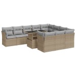 vidaXL Set canapele de grădină cu perne, 11 piese, bej, poliratan