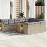 vidaXL Set canapele de grădină cu perne, 11 piese, bej, poliratan