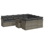 vidaXL Set canapele de grădină cu perne, 11 piese, gri, poliratan vidaXL Set canapele de grădină cu perne, 11 piese, gri, poliratan