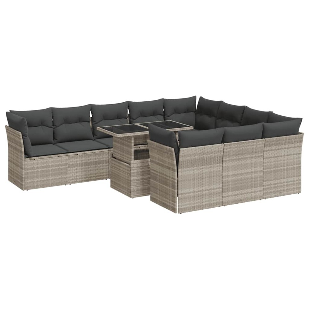 vidaXL Set canapele de grădină cu perne, 11 piese, gri, poliratan
