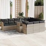 vidaXL Set canapele de grădină cu perne, 11 piese, gri, poliratan