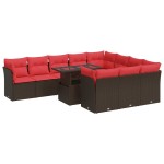 vidaXL Set canapele de grădină cu perne, 11 piese, maro, poliratan vidaXL Set canapele de grădină cu perne, 11 piese, maro, poliratan