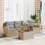 vidaXL Set canapele de grădină cu perne, 5 piese, bej, poliratan