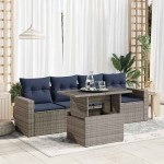 vidaXL Set canapea de grădină cu perne, 5 piese, poliratan/lemn acacia vidaXL Set canapea de grădină cu perne, 5 piese, poliratan/lemn acacia