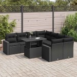 vidaXL Set mobilier de grădină cu perne, 9 piese, negru, poliratan vidaXL Set mobilier de grădină cu perne, 9 piese, negru, poliratan