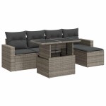 vidaXL Set mobilier grădină cu perne, 6 piese, gri, poliratan