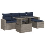 vidaXL Set mobilier grădină cu perne 6 piese gri poliratan/lemn acacia