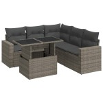 vidaXL Set mobilier grădină cu perne, 6 piese, gri, poliratan