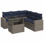 vidaXL Set mobilier grădină cu perne 6 piese gri poliratan/lemn acacia