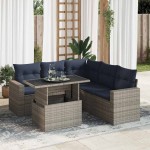 vidaXL Set mobilier grădină cu perne 6 piese gri poliratan/lemn acacia