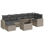 vidaXL Set mobilier de grădină cu perne, 8 piese gri deschis poliratan