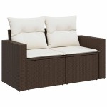 vidaXL Set canapele de grădină cu perne, 10 piese, maro, poliratan