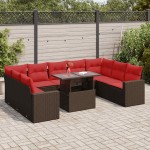 vidaXL Set canapele de grădină cu perne, 10 piese, maro, poliratan