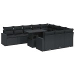 vidaXL Set canapele de grădină cu perne, 11 piese, negru, poliratan vidaXL Set canapele de grădină cu perne, 11 piese, negru, poliratan