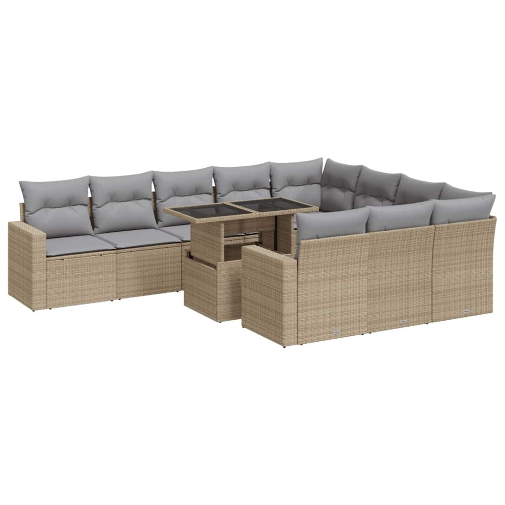 vidaXL Set canapele de grădină cu perne, 11 piese, bej, poliratan