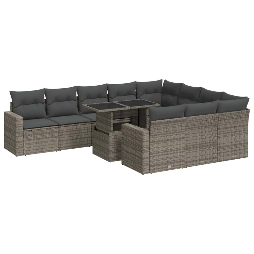 vidaXL Set canapele de grădină cu perne, 11 piese, gri, poliratan