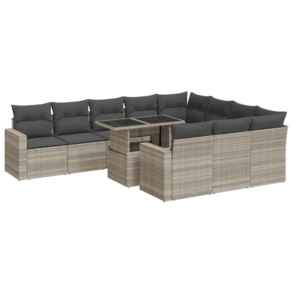 vidaXL Set canapele de grădină cu perne, 11 piese, gri, poliratan