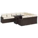 vidaXL Set canapele de grădină cu perne, 11 piese, maro, poliratan