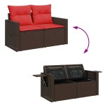 vidaXL Set canapea de grădină cu perne, 5 piese, poliratan/lemn acacia vidaXL Set canapea de grădină cu perne, 5 piese, poliratan/lemn acacia