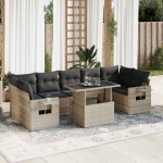 vidaXL Set mobilier de grădină cu perne, 8 piese gri deschis poliratan vidaXL Set mobilier de grădină cu perne, 8 piese gri deschis poliratan