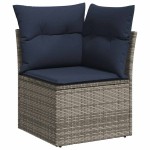 vidaXL Set mobilier grădină perne 9 piese gri poliratan/lemn acacia vidaXL Set mobilier grădină perne 9 piese gri poliratan/lemn acacia
