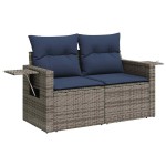 vidaXL Set mobilier grădină perne 9 piese gri poliratan/lemn acacia vidaXL Set mobilier grădină perne 9 piese gri poliratan/lemn acacia