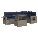 vidaXL Set mobilier grădină cu perne 6 piese gri poliratan/lemn acacia