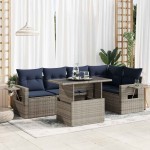 vidaXL Set mobilier grădină cu perne 6 piese gri poliratan/lemn acacia