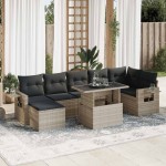 vidaXL Set mobilier de grădină cu perne, 8 piese gri deschis poliratan vidaXL Set mobilier de grădină cu perne, 8 piese gri deschis poliratan