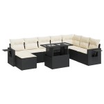vidaXL Set mobilier de grădină cu perne, 9 piese, negru, poliratan
