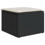 vidaXL Set mobilier de grădină cu perne, 9 piese, negru, poliratan