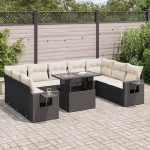 vidaXL Set canapele de grădină cu perne, 10 piese, negru, poliratan vidaXL Set canapele de grădină cu perne, 10 piese, negru, poliratan