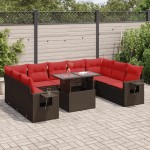 vidaXL Set canapele de grădină cu perne, 10 piese, maro, poliratan