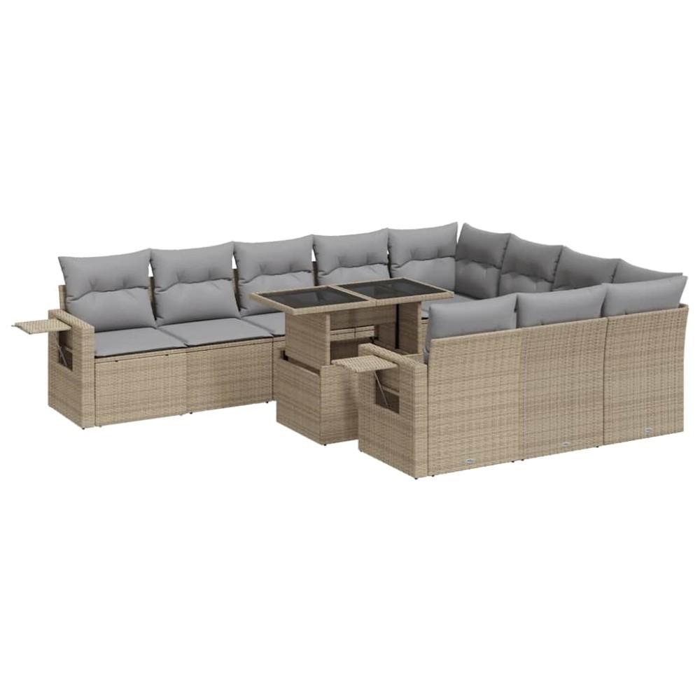 vidaXL Set canapele de grădină cu perne, 11 piese, bej, poliratan