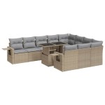 vidaXL Set canapele de grădină cu perne, 11 piese, bej, poliratan