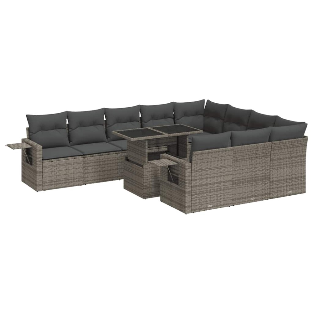 vidaXL Set canapele de grădină cu perne, 11 piese, gri, poliratan