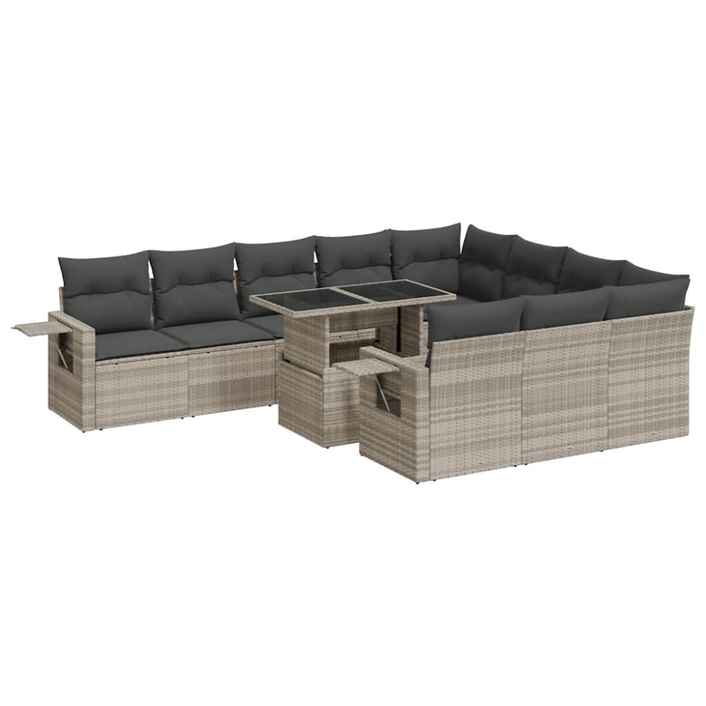 vidaXL Set canapele de grădină cu perne, 11 piese, gri, poliratan