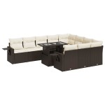 vidaXL Set canapele de grădină cu perne, 11 piese, maro, poliratan